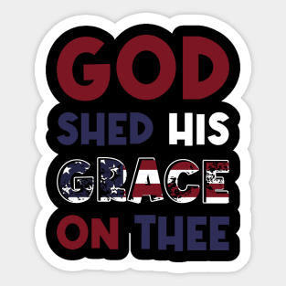 4th Of July Groovy Patriotic God Shed His Grace On Thee Sticker
